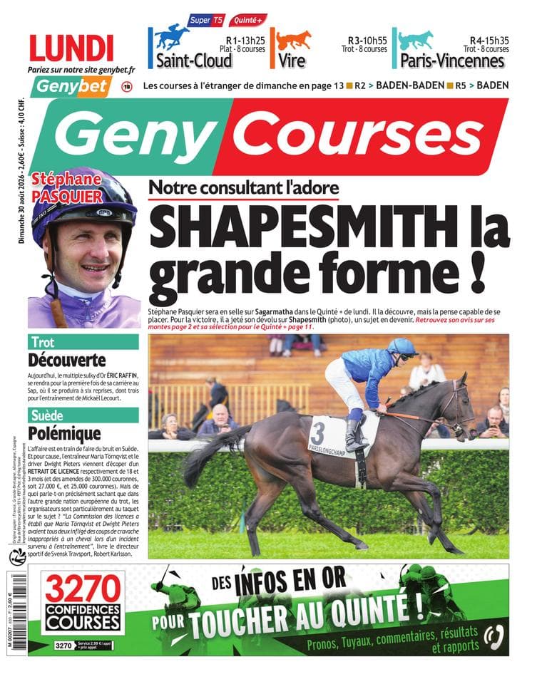 Couverture de l'édition du Dimanche 30 août 2026